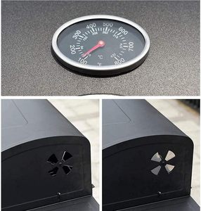 Barbecue fumoir d'extérieur sur chariot, grand format, noir, pour jardin et fêtes, avec gril à charbon de bois - Product Image 5