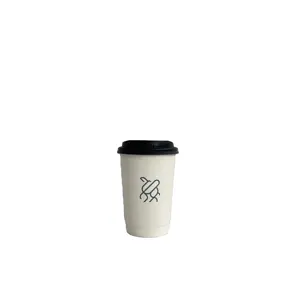 Özel Venti 16 oz 2 taraflı ege mavi Logo baskılı beyaz çift duvar kağıdı kapaklı bardak için Latte Americano Latte sıcak çikolata