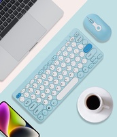 Macaron Keyboard Mini 78 tombol, papan ketik dan Mouse nirkabel 2.4G untuk Android IOS MAC Win