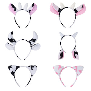 قرن كرتون لطيف ربطة رأس بقرة للإناث لهالوين إكسسوار شعر أطفال بقر قطيفة - Product Image 1