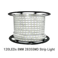 Bande lumineuse LED 2835 110V 220V, 120 LED par mètre, 8 mm, double ligne, IP65, étanche, pour extérieur, en PVC