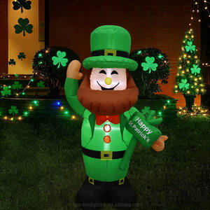Décoration gonflable extérieure de 1,20 m pour la Saint-Patrick : Leprechaun gonflable avec chapeau vert pour fête, jardin et pelouse - Product Image 3