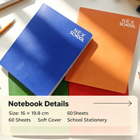 Cahier scolaire portable personnalisé, 60 feuilles, reliure cousue, couverture souple, papier ligné, exercices pour étudiants, impression OEM