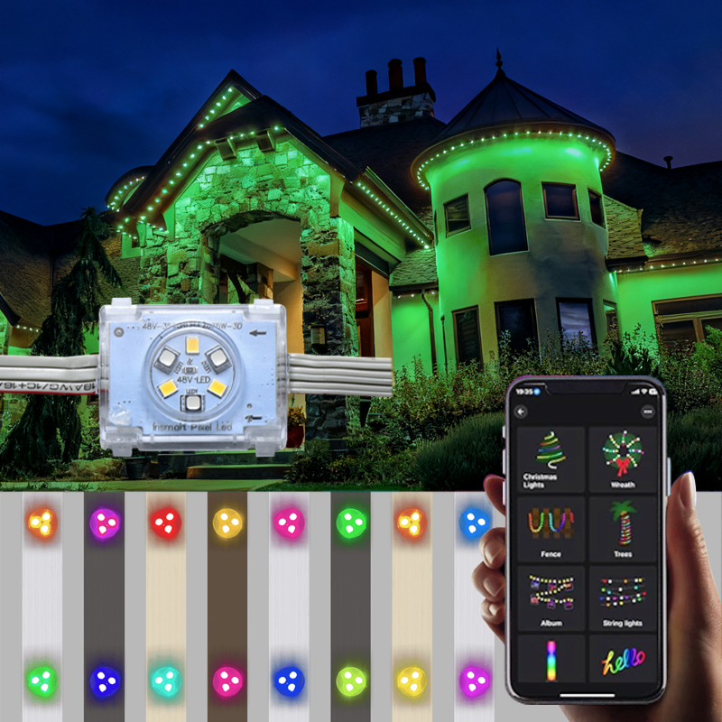 Jellyfish DC48V RGB LED Pixel Point Outdoor Indoor Lighting IP68 Christmas Holiday Lights Copper Body PC Cover High CRI 95