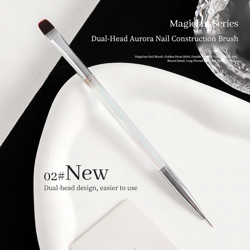 Pinceau double pour construction et liner d'ongles