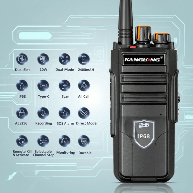 Kanglong DM-800 DMR Digital Two Way Radio Tier 1 & 2 Dual Time Slot Walkie Talkie Long Range Handheld Transceiver for Business