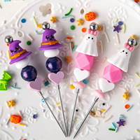 Safran Halloween acier inoxydable aiguille Scribe outil plastique Silicone perles pour décorer les biscuits au sucre glaçage gâteaux Fondant