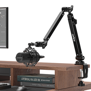 Soporte de micrófono de Metal de rotación 360, soporte de micrófono antivibración con brazo de ajuste de altura para estudios profesionales en vivo - Product Image 1