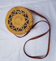 Tas Bahu Dua Tali Mode Musim Panas Wanita Vintage Mutiara Anyaman Rotan Alami Tradisional Tas Bahu Bermotif Mandala Tas Perjalanan