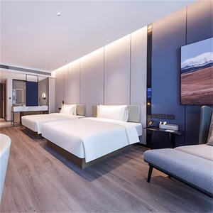 Juego de Muebles de Dormitorio Económico para Hotel, Apartamento o Alquiler en Airbnb, Base de Cama de Madera con Mesitas de Noche y Mesa Auxiliar - Product Image 3