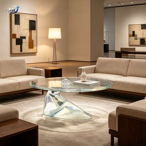 Mesa de Centro de Resina Transparente con Aspecto de Vidrio Redondo, Escultura Fluida para Sala de Estar - Product Image 5