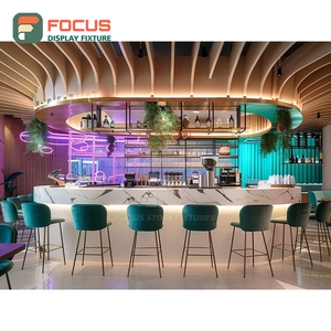 ตู้โชว์กาแฟแบบโมดูลาร์ ผิวลามิเนตไม้ พร้อมพื้นที่จัดแสดงอุปกรณ์ตกแต่ง ตู้กาแฟสำหรับร้านค้า - Product Image 2