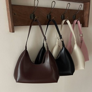 Korean Style Crescent Shoulder <b>Bag</b> Brown Medium Hard Zipper Closure Everyday Use - Product Image 2