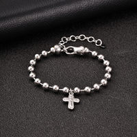 Bracelet personnalisé en acier inoxydable plaqué or et argent avec breloque croix perlée pour homme, chaîne réglable, bijou religieux chrétien, cadeau