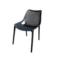 Chaise de salle à manger moderne en plastique noir réglable en hauteur, empilable, pour la maison, le bureau, l'hôtel, l'appartement, la restauration