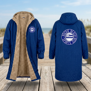 Rockie <b>Beach</b> Sports Club Men's Long Fleece Jacket With Hood Zipper Closure Thick Winter <b>Coat</b> Blue Plus Size Casual Style - Product Image 3