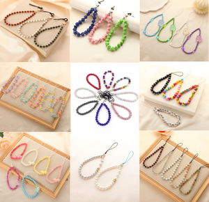 Many Styles Wholesale Crystal Rhinestone Balls Stone Flower Acrylic Dice Mobile Phone Chain Keychain Phone Strap Lanyard