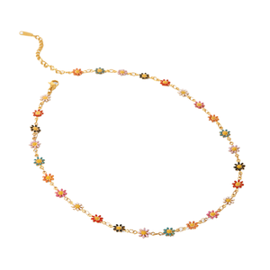 Gioielli donna OEM 18K placcato oro colorato in acciaio inox piccola <span class=keywords><strong>collana</strong></span> di fiori margherita - Product Image 1