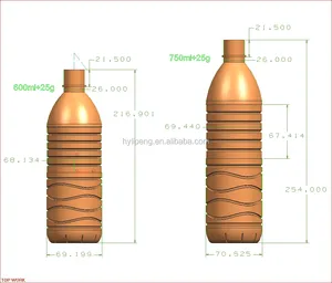 מותאם אישית שתוכנן 2 חלל לחיות מחמד בקבוק חצי אוטומטי פלסטיק מים בקבוק עובש מכת עובש