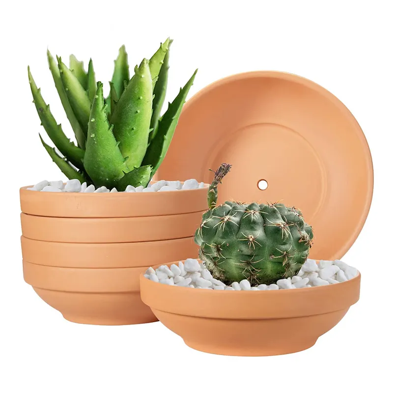 4 Pack Large runde Succulent Terra Cotta Pot Ceramic Pottery Planter Cactus ton Flower Pots Plants mit Drainage Hole