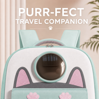 Nouveau design Sac à dos de transport pour animaux de compagnie pliable et portable, multi-couleurs, avec fenêtre bulle capsule spatiale, oreilles et pattes de chat, poche latérale en maille respirante, idéal pour les voyages