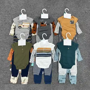Newborn Baby 100% Cotton Baby Romper Set Kids Long Sleeve And Short Sleeve 4 In 1 Set
