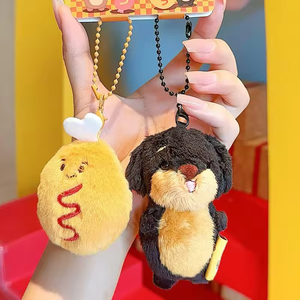 Original Pabesi Dachshund <b>Plush</b> Hamburger Pet Bed Coin <b>Purse</b> Cartoon Novelty Keychain Series Bag Charm - Product Image 1