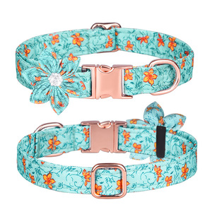 Envío rápido correa de perro hebilla de oro personalizada flor femenina perros <span class=keywords><strong>Collar</strong></span> algodón seguridad collares para mascotas - Product Image 6
