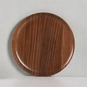 All'ingrosso nero solido in legno che serve rotondo per cena piatto di piatti in legno di Acacia piatti per il cibo