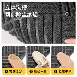 Tapis de porte extérieur épaissi, motif géométrique rectangulaire, antidérapant, en PVC, pour l'entrée - Product Image 4