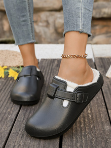 Indoor &amp; Outdoor Winter Warm Fur Lining EVA <strong>Clogs</strong> Waterproof Nurse <strong>Clogs</strong> Anti-slip Plush slippers Fleece <strong>Lined</strong> <strong>Clogs</strong> - Product Image 4