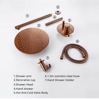 Ensemble de douche professionnel de luxe en or rose brossé pour salle de bain, avec robinet de douche