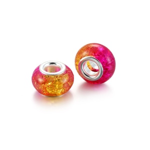 <b>Large</b> Hole DIY Fashion Bracelet Accessories Two-Tone Gradient Ice Crack Pattern Mix Colored Acrylic Loose Beads <b>Pan</b> Beads - Product Image 4