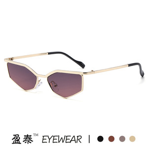 แว่นกันแดดทรงแคทอายเหลี่ยมกรอบโลหะสีเงินยี่ห้อ Yingtai Eyewear ป้องกันรังสียูวี 400 เลนส์ PC สำหรับทุกเพศ - Product Image 4