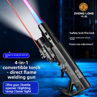 Briquet torche tactique d'extérieur multifonction avec laser et lampe LED, verrou de sécurité, ouvre-bouteille, rechargeable, réglable