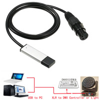 Adaptador de Interfaz USB a DMX RS485 Convertidor Serial 3PIN XLR LED DMX512 Software PC a Control de Iluminación de Escenario Cable Atenuador