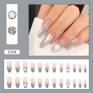 <strong>Simple</strong> French Flowers 3D Artificial Fingernails Press on <strong>Nails</strong> Private Label Dropshipping Press on <strong>Nails</strong> - Product Image 3
