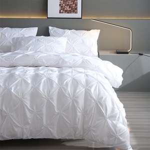 Funda de Almohada y Funda Nórdica de Fibra Sintética Bordada de Color Sólido para Comercio Exterior, Juego de Ropa de Cama de Tres/Cuatro Piezas, Fabricante - Product Image 2