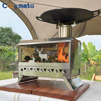 Poêle à bois en acier inoxydable, grand modèle, pliable et portable pour 2 à 4 personnes, barbecue extérieur
