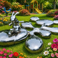Meilleures ventes : Sculpture de lapin de luxe en acier inoxydable poli miroir, pour jardin, parc, hôtel, cour extérieure, taille personnalisée, OEM