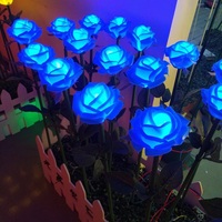 Produk Baru 2024 Lampu Bunga Mawar Merah Putih Kreatif untuk Taman, Bunga Artificial dengan Lampu LED untuk Dekorasi Liburan