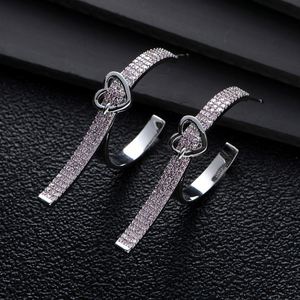 HIBRIDE Bling Cubic Zirconia Big Half Round <b>Heart</b> Design Hoop <b>Earrings</b> for Women Bridal Wedding Jewelry Boucle D'oreille E-71 - Product Image 4