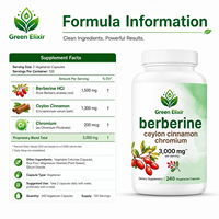 Élixir Vert de Haute Qualité à la Berbérine, Cannelle de Ceylan et Chrome 3000mg – 240 Capsules Végétaliennes pour la Gestion Quotidienne de l'Énergie chez l'Adulte