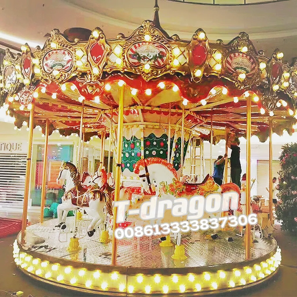 Vergnügung spark Weihnachts karussell fahrten Spielplatz im Freien Weihnachts-Themenpark Merry Go Round Rides
