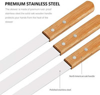 Brochettes de barbecue réversibles en acier inoxydable avec manche en bois, design plat, pour cuisson extérieure, écologiques, réutilisables, avec boîte personnalisée