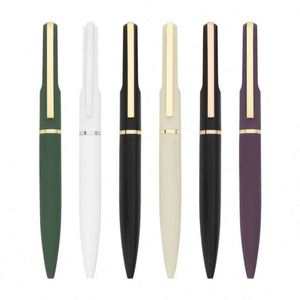 High End Custom Logo Matte Black Ballpoint for Business Office Soft Metal <b>Pen</b> 0.7Mm Writing Width Good Texture Rubber Finish - Product Image 1