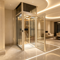 Ascenseur panoramique hydraulique à vitrage souple avec variateur de vitesse (VVVF) pour villas modernes, design intérieur minimaliste