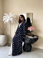 Ensemble de 2 pièces : Hijab + Abaya ouverte, Cardigan à imprimé floral islamique musulman de Dubaï, Foulard pour femmes, à porter au quotidien