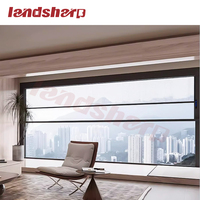 Landsharp Fenêtre de balcon coulissante verticale en aluminium à double vitrage Télécommande électrique intelligente Fenêtre haut et bas automatique