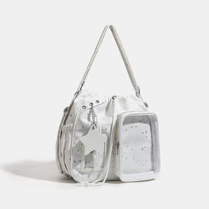 กระเป๋า GZZEST รุ่นสปริง 2026 ขนาด 20 ซม. น้ำหนักเบาพิเศษ ความจุเยอะ แบบเกาหลี ลายดาวห้าแฉก ผ้าไนลอน ซิปทรงเรขาคณิต สายสะพายสองเส้น - Product Image 4